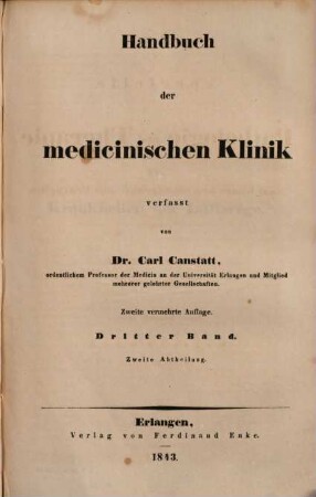 Die specielle Pathologie und Therapie : vom klinischen Standpunkte aus bearbeitet, 3,2