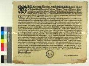 Mandat von Friedrich August I. Kurfürst von Sachsen gegen die Ausfuhr von Wolle