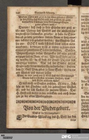 Von der Wiedergeburt.