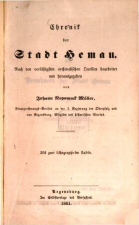 Chronik der Stadt Hemau