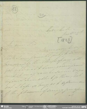 Eigenh. Brief von Charlotte Malcolm an August Wilhelm von Schlegel, London, 02.11.1823
