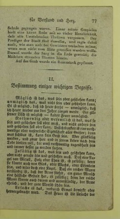 II. Bestimmung einiger wichtigen Begriffe