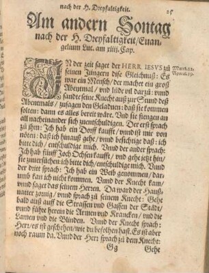 Am andern Sontag nach der H. Dreyfaltigkeit, Euangelium Luc. am xiiij. Cap.