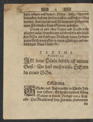 Textus Ps. XXXI. v. 6.