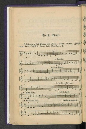 Vierte Stufe. Einführung in das Singen nach Noten. Noten. System. Zwischenraum ...