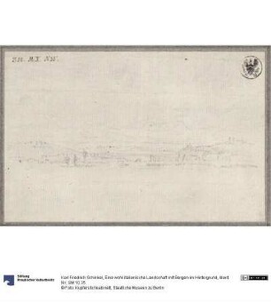 Eine wohl italienische Landschaft mit Bergen im Hintergrund