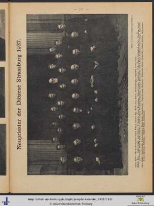 Neupriester der Diözese Strassburg 1937.