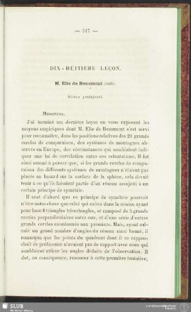 Dix-huitième leçon. M. Élie de Beaumont (suite)
