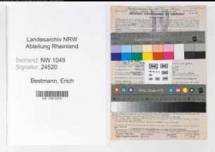 Entnazifizierung Erich Bestmann , geb. 16.06.1888 (Baurat)