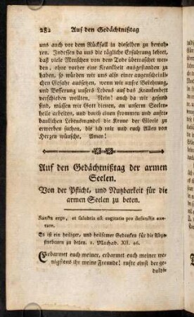282-289, Auf den Gedächtnißtag der armen Seelen.