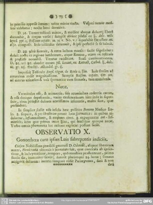 Observatio X. Gonorrhoea cum ipsius Luis subrepentis indiciis