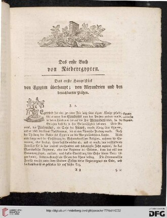 Das erste Hauptstück von Egypten überhaupt; von Alexandrien und den benachbarten Plätzen
