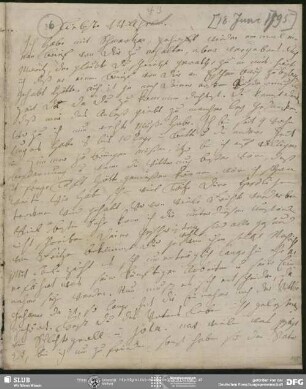 Eigenh. Brief von Johanna Christiane Erdmuthe Schlegel an August Wilhelm von Schlegel m. NS von Moritz Schlegel (dat. Harburg 22.06.1795), Harburg, 18.06.1795