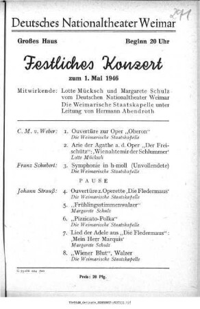 Festliches Konzert zum 1. Mai 1946