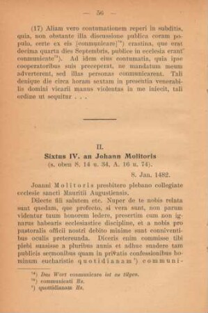 II. Sixtus IV. an Johann Molitoris