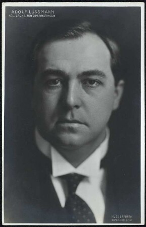 Porträt Adolf Lussmann : Porträt Adolf Lussmann (11.April 1883-1939/1940; Tenor). Fotografie (Weltpostkarte) von Hugo Erfurth. Dresden, um 1918