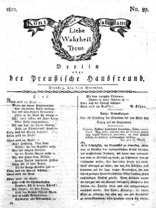 No. 89., 6ten November 1810