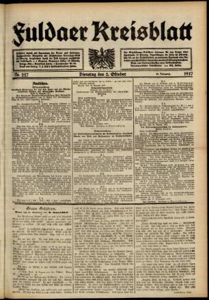 Ausgabe vom Dienstag, den 02. Oktober 1917.