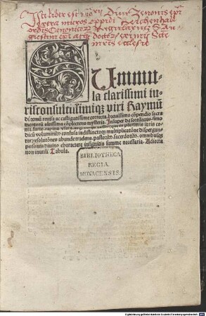 Summula clarissimi iurisconsultique viri Raymundi : demum revisa ac castigatissime correcta