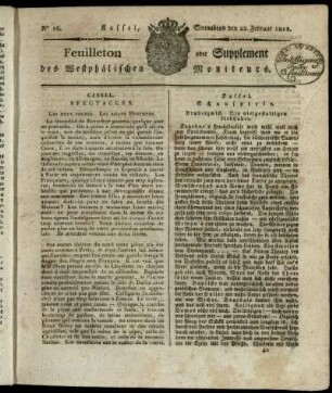 No. 16, Sonnabend den 22. Februar 1812