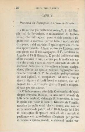 Capo V. Partenza da Portogallo e arrivo al Brasile