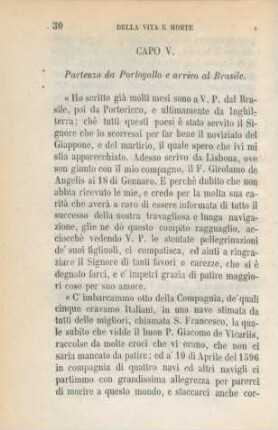 Capo V. Partenza da Portogallo e arrivo al Brasile