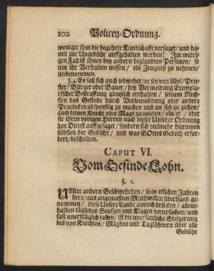 Caput VI. Vom Gesinde Lohn