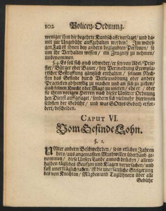 Caput VI. Vom Gesinde Lohn