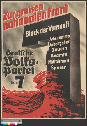 Wahlplakat der DVP zur Reichstagswahl am 5. März                                         1933