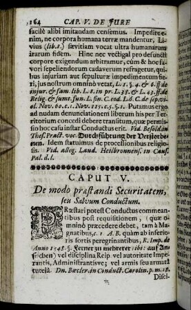 Caput V. De modo præstandi Securitatem, seu Salvum Conductum.