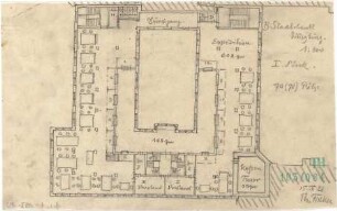 Fischer, Theodor; Würzburg, Münsterplatz; Sparkasse - Grundriss 1. OG