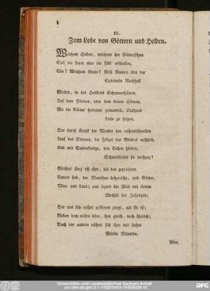 IV. Zum Lobe von Göttern und Helden.