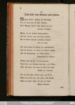 IV. Zum Lobe von Göttern und Helden.