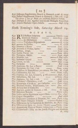 Sixth Evening's Sale, Saturday March 24.