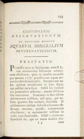 Continuatio Observationum De Salutari Effectu Aquarum Mineralium Bruckenaviensium.