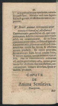 Caput II. De Anima Sensitiva