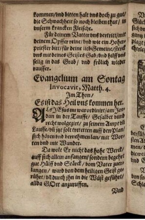 Evangelium am Sontag Invocavit, Matth. 4.