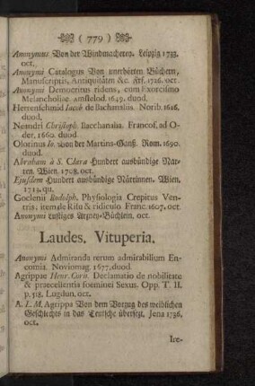 Laudes. Vituperia.