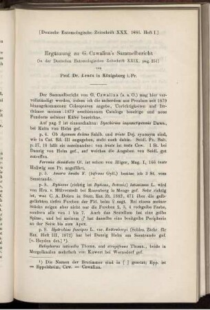 Ergänzung zu G. Czwalina's Sammelbericht