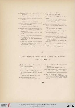 II. Codici manoscritti della "divina commedia" del secolo XV