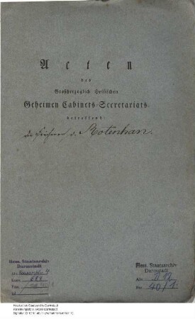 Rotenhan, Sigmund Freiherr v.; Fräulein v. Rotenhan, Großherzoglich-Hessische Schlüsseldame in Darmstadt