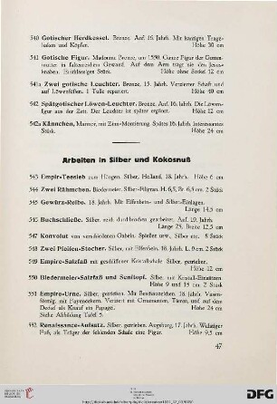 Arbeiten in Silber und Kokosnuß (Nr. 543-556)