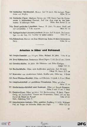 Arbeiten in Silber und Kokosnuß (Nr. 543-556)