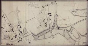 Riss der Gegend bei dem Grubengebäude Priesterlicher Glückwunsch Erbstollen, kolorierte Handzeichnung, 1798