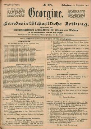Siebzigster Jahrgang. No. 38. Insterburg, 18. September 1902.