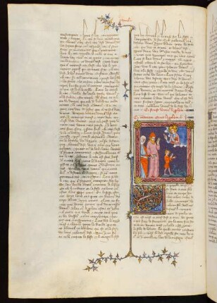 Titelminiatur: Hosea mit Frau und Sohn vor Gott
