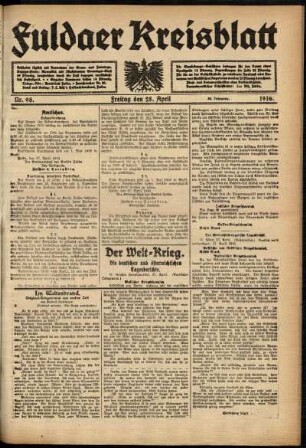 Ausgabe vom Freitag, den 28. April 1916.