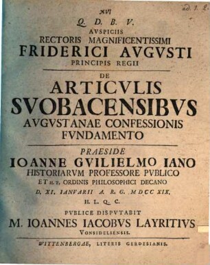 De articulis Suobacensibus, Augustanae Confessionis fundamento