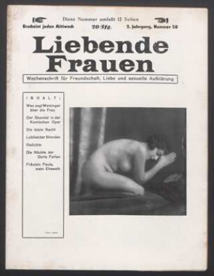 Liebende Frauen : Wochenschrift für Freundschaft, Liebe und sexuelle Aufklärung 2(1927)28