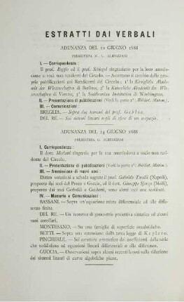 Estratti dai verbali.
